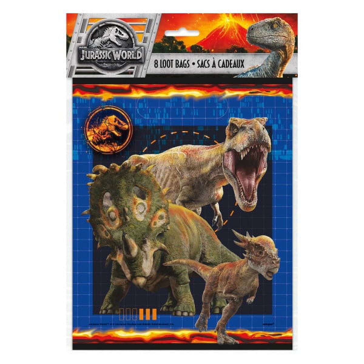 Jurassic World Birthday Party Supplies Favor Bundle Pack includes 8 Loot Bags, 8 Rubber Bracelets, 24 Tattoos, 160 Stickers, 1 Dinosaur Sticker Sheet