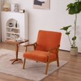 thumbnail image 2 of Modern Velvet Accent Chair, Teddy Velvet Single Indoor Lounge Chair, Comfty Sofa Armchair with Wood Legs and Backrest, for Living Room, Bedroom, Compact Space, Burnt Orange, 2 of 7