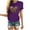 Purple, variant on Soki Women's Casual Tops Leopard Print Round Neck Short Sleeve T-Shirt