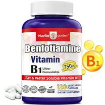Benfotiamine 750mg Ultra Bioavailable Thiamine Vitamin B1, 120 Vegetarian Capsules, Made in USA cGMP Facility, Supports Overall Health, Gluten Free