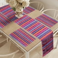 thumbnail image 2 of Ambesonne Abstract Table Runner & Placemats, Pastel Tone Brush Stripes, Placemat 4 pcs + Runner 12"x90", Pink Salmon and Violet, 2 of 2