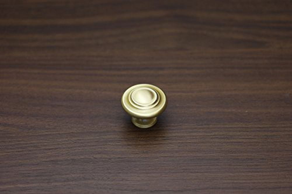 Hamilton Bowes Satin Brass Cabinet Hardware Circles Round Knob 1-1/4" Modern Basic Modern Gold Vibrant Amber (10 pack)