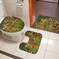 thumbnail image 5 of Red Wildflower Bathroom Rugs Set Spring Retro Flower Green Grass Oil Painting Style Non Slip Absorbent Soft Bath Mats 3 Piece Set with Bathroom Rug, U-Shaped Floor Mat, Toilet Seat Cover Small Size, 5 of 9