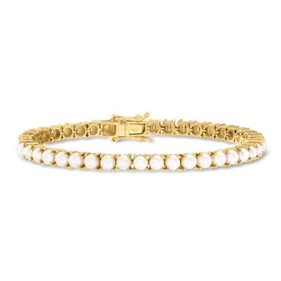 Ross-Simons 4mm Cultured Pearl Tennis Bracelet in 18kt Gold Over Sterling, Women's, Adult