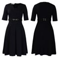thumbnail image 2 of Vintage Ruffle Cocktail Midi Dress for Women Casual Party A-Line Sheath Dress, 2 of 8