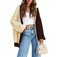 thumbnail image 2 of FAIWAD Women's Cardigan Sweater Long Sleeve Color Block Open Front Lightweight Knit Sweater, 2 of 7