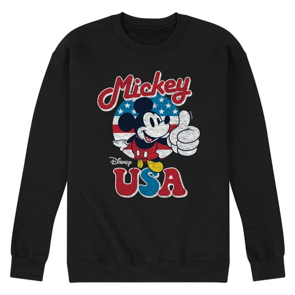 Disney - Americana - Mickey Mouse USA Flag - Men's Crew Neck Fleece Pullover