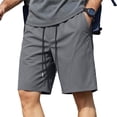 thumbnail image 3 of Men's Casual Sporty Shorts Elastic Waist Polyester, Cargo Workout Joggers, Multi-Pockets Straight Leg, Quick Dry Lightweight Breathable, Gym Running Hiking Daily Wear, Summer, 3 of 9