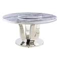 thumbnail image 3 of 6pc. White Marble Dining Set with Lazy Susan and Silver Stainless Steel, 3 of 4