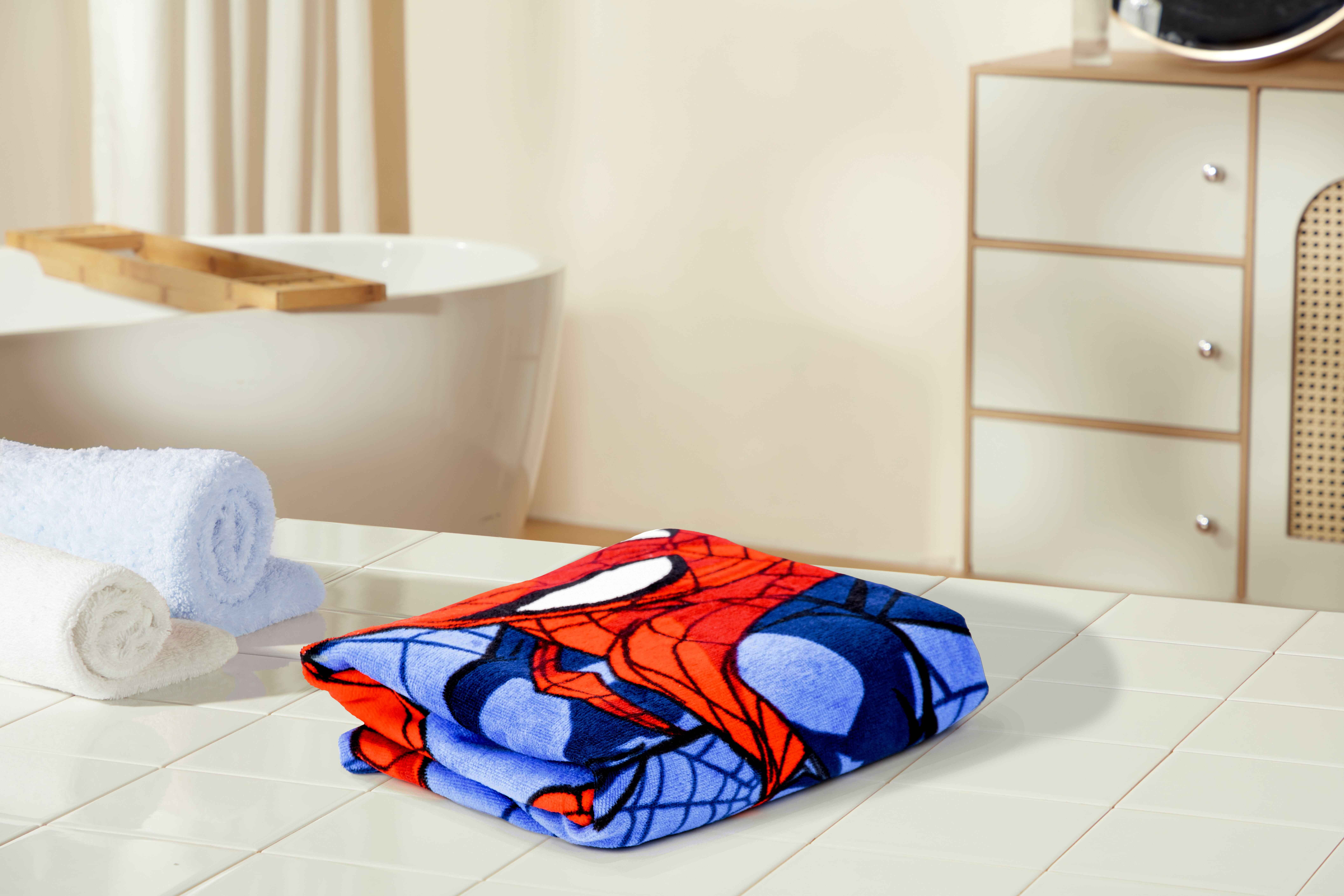 Spider-Man Kids 27" x 54" Bath Towel, Cotton, Blue, Marvel