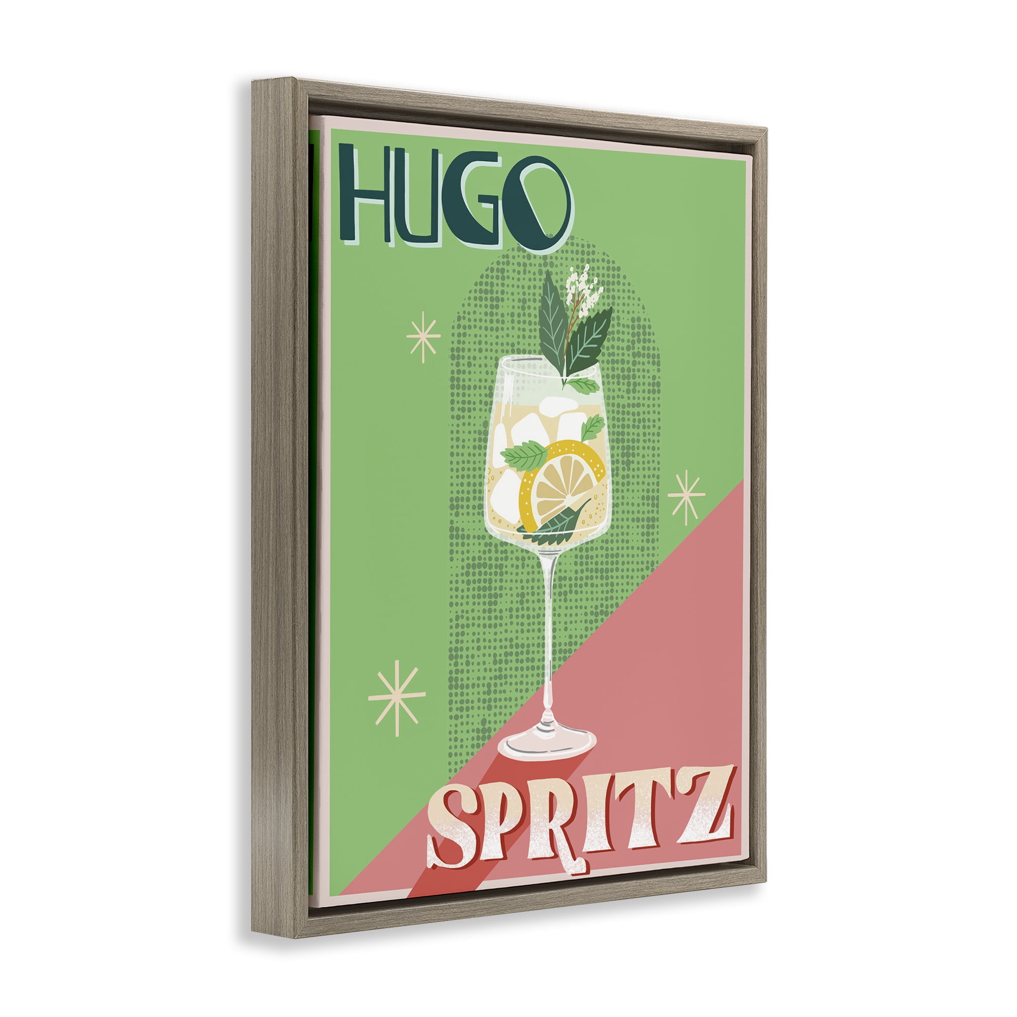 Stupell Industries Hugo Spritz Cocktail Food & Beverage Painting Brown Floater Framed Canvas Art Print Wall Art, 17 x 21
