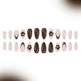 thumbnail image 2 of 24Pcs Christmas Glitter French Tip Nails Winter Art Press On No False Nails Black White, 2 of 8