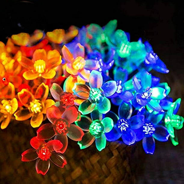 Guirnaldas de Luces Solares Flores para Exteriores, 6,5 m 30 LED Guirnaldas de Luces Solares para Exteriores 8 Modos IP65 Impermeables Guirnaldas de Luces LED Coloridas para Jardín Balcón Patio