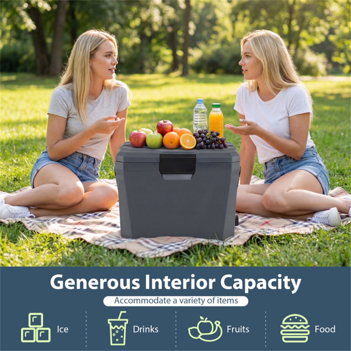 21Qt Portable Cooler Box with 3-Layer Insulation , Hard Shell Ice Chest with 2 Cup Holders,for Outdoor Camping Fishing (Gray)