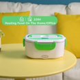 thumbnail image 5 of Heated Lunch Box, 40W Lunch Box with Spoon and Two Compartments, 2 in 1 Electric Heated Lunch Box, Stainless Steel Heated Bowl 12V/24V/220V (Dark Green), 5 of 5