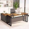 thumbnail image 4 of Tribesigns 39 inches File Cabinet, Large Storage Printer Stand, Mobile Filling Office Cabinet with Wheels, Doors and Open Storage Shelves,Dark Walnut, 4 of 8