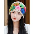 thumbnail image 3 of YooGuoGuo Crochet Beanie Hat for Women Men Y2k Floral Boho Knitted Beanie Cotton Flower Patterned Slouchy Skull Cap Lace Head Wrap, 3 of 6
