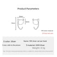 thumbnail image 5 of Pendientes de plata de ley S999 con forma de nicho y diseño de gancho para oreja de gato hueco para el cuidado de las orejas sin dormir, joyería para mujer, 5 of 5