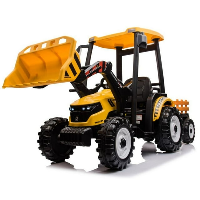 KidsVIP Upgraded XXL 6-Wheel Ride-on Tractor w/ Leather Seat, Music & Remote