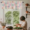 thumbnail image 5 of Spring Watercolor Window Valance Curtain Pastoral Check Rod Pocket Short Curtain for Living Room, Bedroom & Kitchen Window Decor 60x18in, 5 of 8