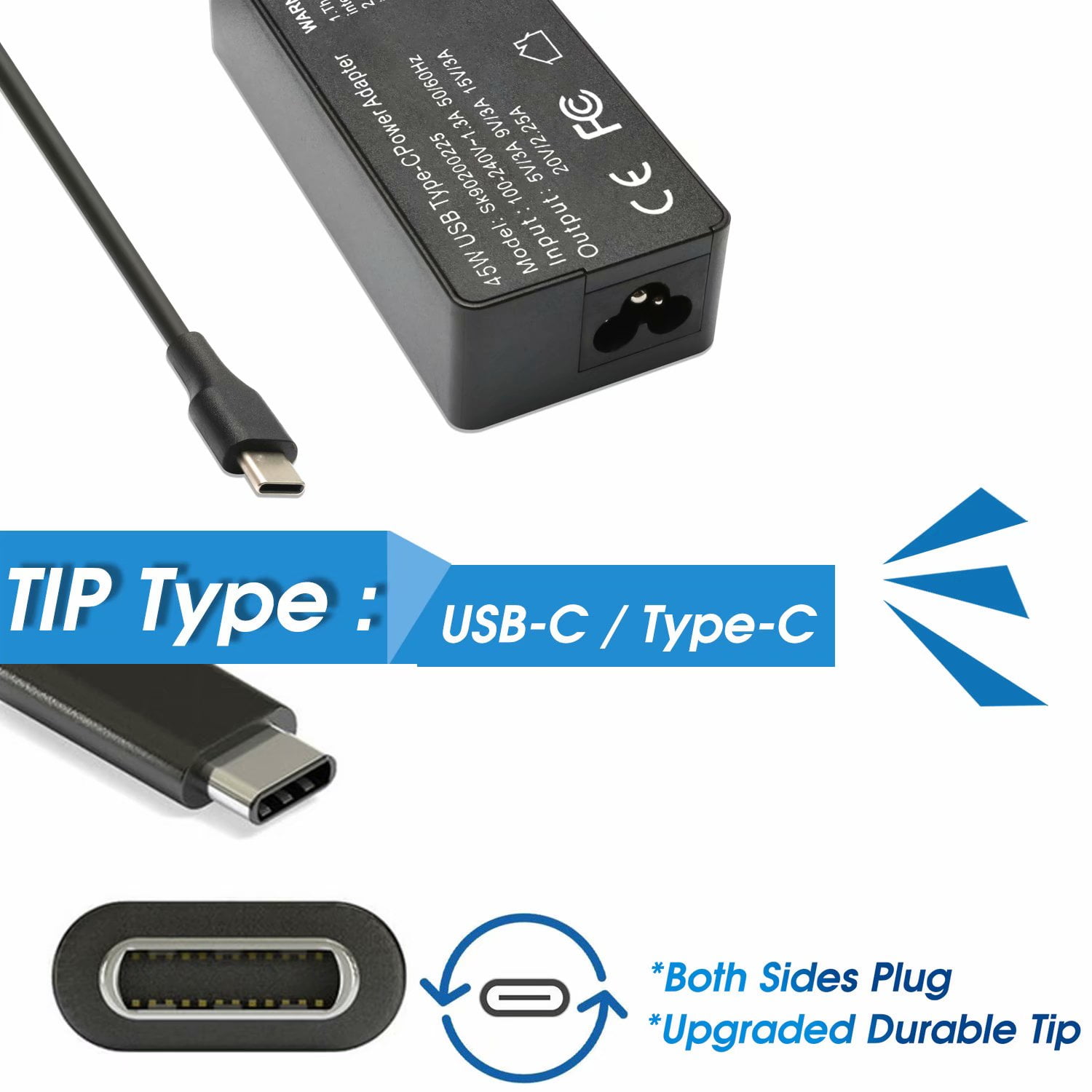 Chargeur USB Type-C 20V 2,25 A 45W pour MacPle, ASUS, ZenPle, Lenovo, Dell,  Xiaomi, Air, HP, Sony Power, Huawei