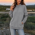 thumbnail image 6 of thefmos Women's Stand Collar Pocket Sweatshirt Half Zip Solid Color Casual Pullover Fashion Fall Winter Outfit, Gray XL, 6 of 8