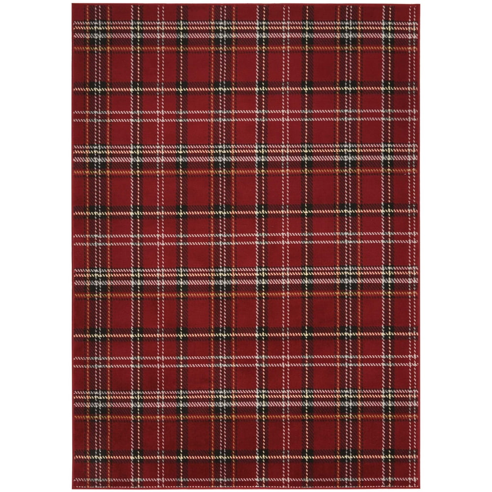 Red Farmhouse Plaid Area Rug by Pinewood Grove