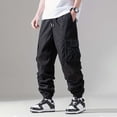 thumbnail image 4 of Cargo Joggers for Men 2025 Mid Elastic Waist Drawstring Durable Casual Work Pants Sweatpants with Pockets Trousers, 4 of 7