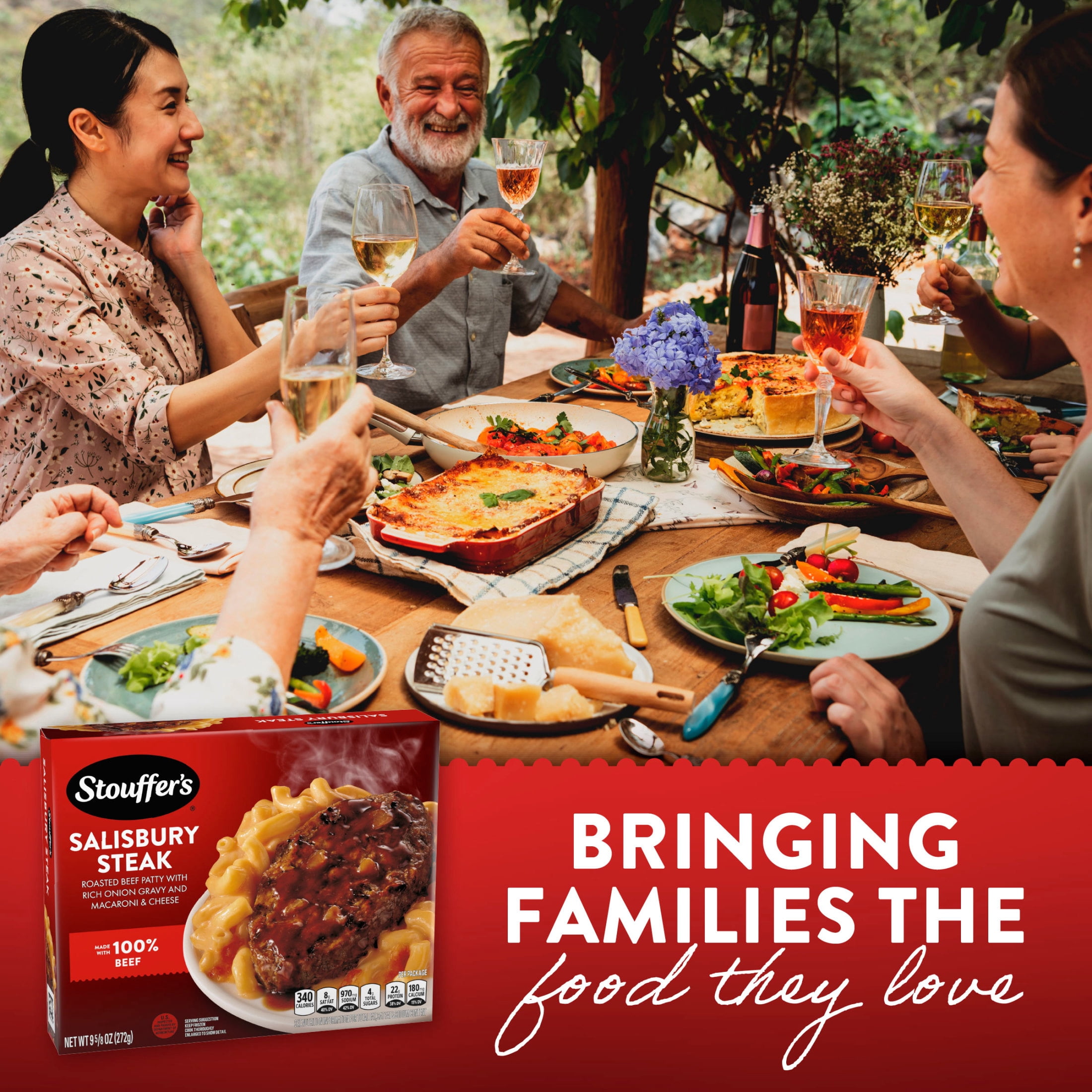 Stouffer's Salisbury Steak, Single Serve, Frozen Entrees for One, Ready to Cook Easy Dinners, Protein Frozen Meals 9.625 oz