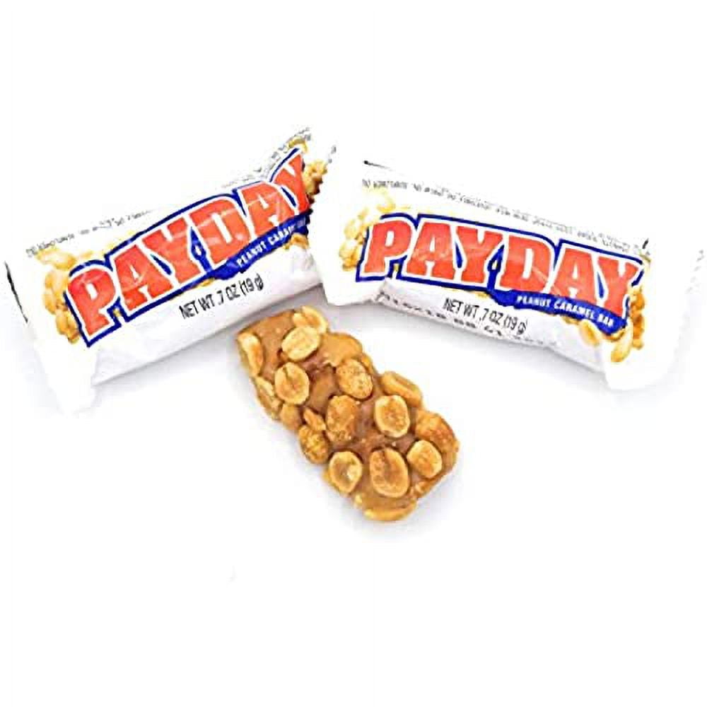 PayDay Fun Size Candy, Individually Wrapped Peanut Caramel Bars, Sweet & Salty Snack, Bulk Resealable Bag, 2 lb, Halloween Candy Bulk, Party Favors, Candy Bowl