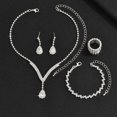 thumbnail image 5 of Faty-T Bridal Wedding Jewelry Sets Silver Rhinestone Necklace Earrings Bracelet Set Prom Formal Costume Jewelry Set for Women and Brides, 5 of 11