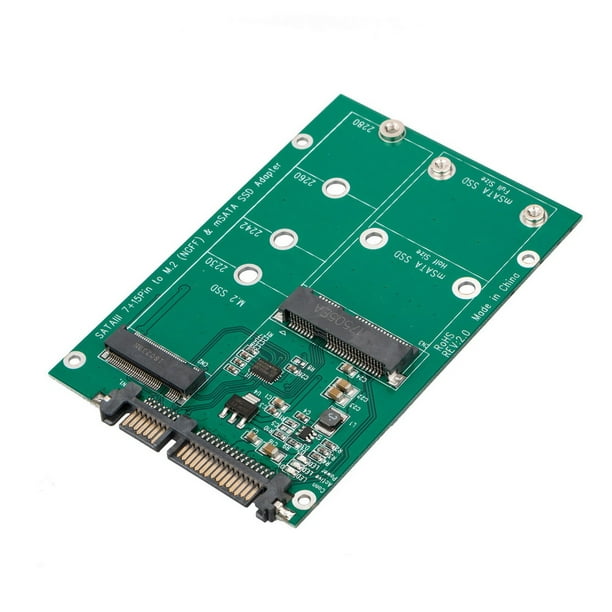axGear Carte combinée adaptateur convertisseur SSD mSATA / M2 NGFF vers SATA  M.2 2 en 1 