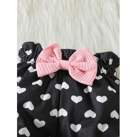 

GEDER-F Baby Toddler Girls Cotton Long-Sleeve Bodysuits Romper + Heart Pattern Pants + Headband Outfit Sets Baby Clothes