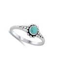 thumbnail image 4 of CHOOSE YOUR COLOR Simulated Turquoise Bali Bead Sun Flower Ring .925 Sterling Silver Band Blue CZ Female Size 9, 4 of 4