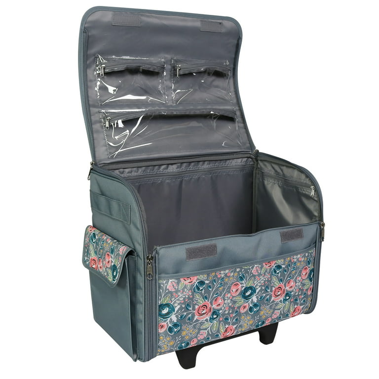 Tan Floral XL Rolling Sewing Machine Case