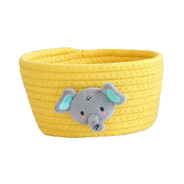 Cesta de almacenamiento de hilo de de estilo japonés, juguetes de , caja organizadora de artículos diversos para dormitorio, sala de estar amarillo Baoblaze Cesta de almacenamiento tejida a mano