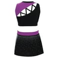 thumbnail image 3 of iixpin Kids Girls Cheerleading Outfits Rhinestones Crop Top with Skirt Cheer Dance Uniform Modern Dancewear Purple 16, 3 of 6