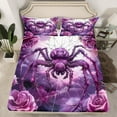 thumbnail image 2 of Feelyou Gothic Spider Teens Queen Sheet Sets, Dreamy Purple Animal Flat Sheet, Valentine's Day Rose Floral Queen Fitted Sheet, Lightweight Room Decor, 4-Piece, 2 of 7