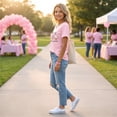 thumbnail image 5 of Breast Cancer Shirts for Women Pink Ribbon Short Sleeve Breast Cancer Awareness T-Shirt Cancer Survivor V-Neck Tops, 5 of 6