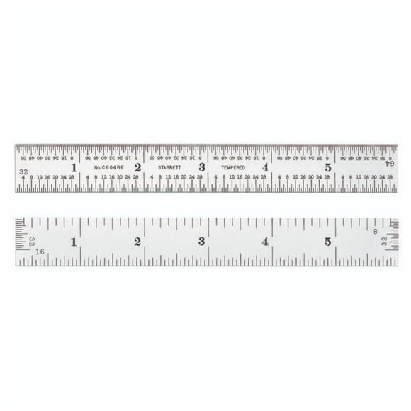 Regla de acero Starrett C604RE-6 de 15 cm con graduaciones en pulgadas 4R