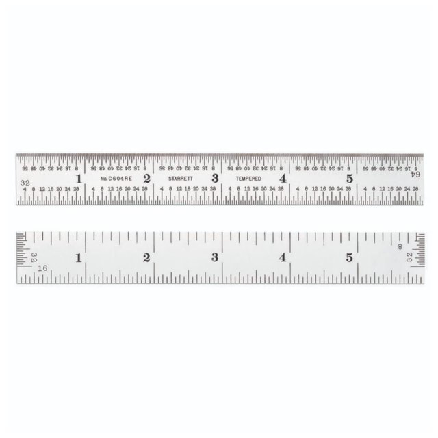 Regla de acero Starrett C604RE-6 de 15 cm con graduaciones en pulgadas 4R