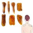 thumbnail image 2 of 7pcs Natural Resin Amber Massage Scraping for Face Neck Gua Sha Scraper Therapy, 2 of 5