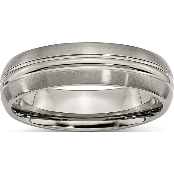 Titanium Brushed Center 6mm Grooved Band (Size 6) Made In China tb48-6