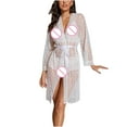thumbnail image 4 of Njagoc3 Women's Long Sleeve Sheer Robe Set - Solid Color, Elegant Style, Nightwear & Special Occasion Wear, 4 of 4