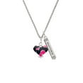 thumbnail image 2 of Delight Jewelry Silvertone Hot Pink Large Cheetah Print Heart Silvertone Mother Daughter Bar Charm Necklace, 23", 2 of 4