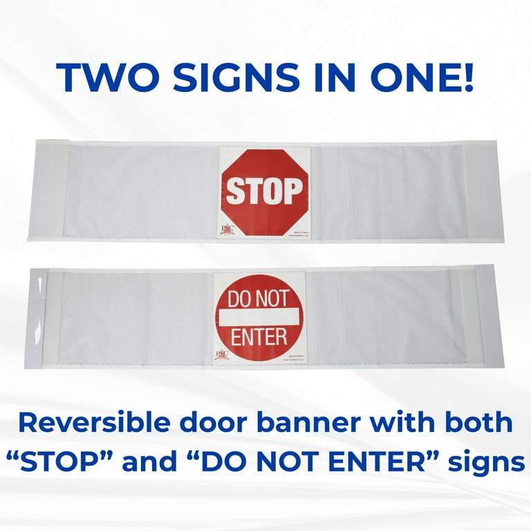 Secure Door Safety Banner - Keep Closed Warning, Stop & Do