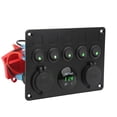 thumbnail image 3 of 5 Gang Switch Panel, Pre Wired Design Backlit Dual USB Ports On Off Switch Panel With Digital Voltmeter For Fog Lamp Headlight Taillight Red,Blue,Green, 3 of 8