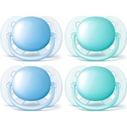 Philips Avent Ultra Soft Pacifier, 0-6 months, Blue/Teal, 4 pack, SCF212/40