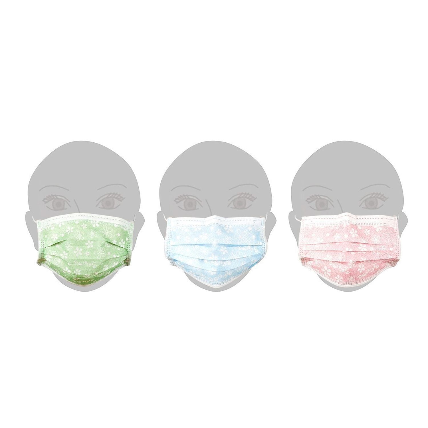 Juvale Pack of 60 Flower Pattern Disposable Face Masks Medical Mask