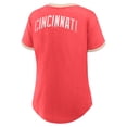 thumbnail image 3 of Women's Fanatics Red Cincinnati Reds Binge Worthy Stadium Slub V-Neck T-Shirt, 3 of 5